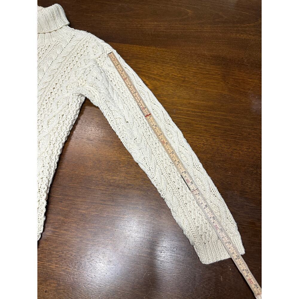 Yorkshire Knitting Co Cable Knit Fisherman Sweater Cream Women M Turtle Neck - Picture 6 of 8